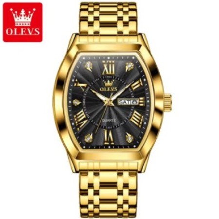 OLEVS 5613 Golden Stainless Steel Calendar Classic Waterproof Watch for Man
